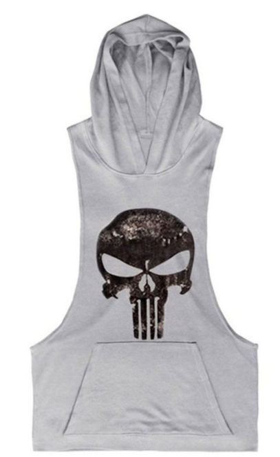 Men's Hoodie NoSleeve Skull Vest