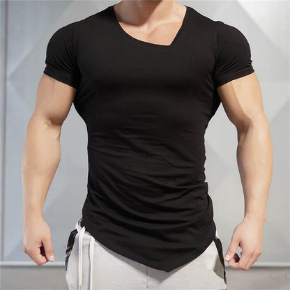Cotton Slim V-Neck Workout Short Sleeve Gym T-Shirt