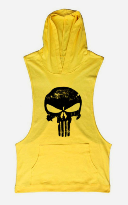 Men's Hoodie NoSleeve Skull Vest