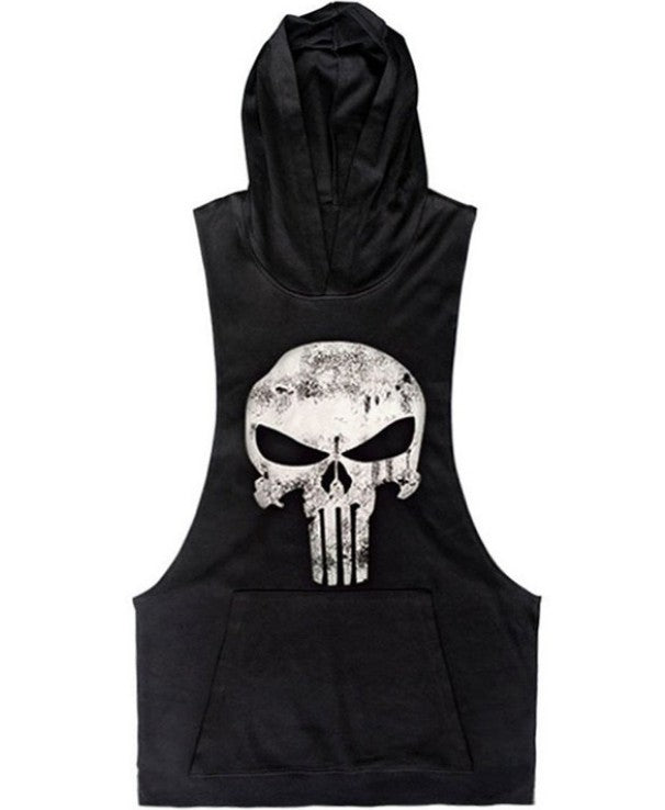 Men's Hoodie NoSleeve Skull Vest