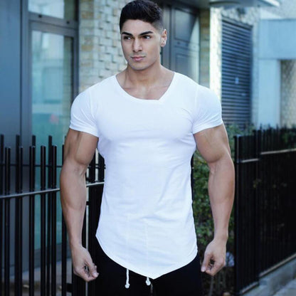 Cotton Slim V-Neck Workout Short Sleeve Gym T-Shirt